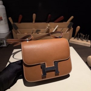  콘스탄스 Constance mini (Hass Barenia 原厂马鞍皮) 18 金棕银扣