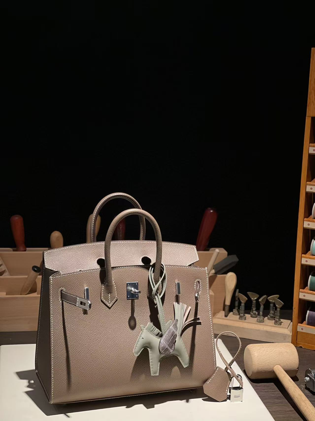 버킨 Birkin 25 앱송 (国epsom) 大象灰银扣