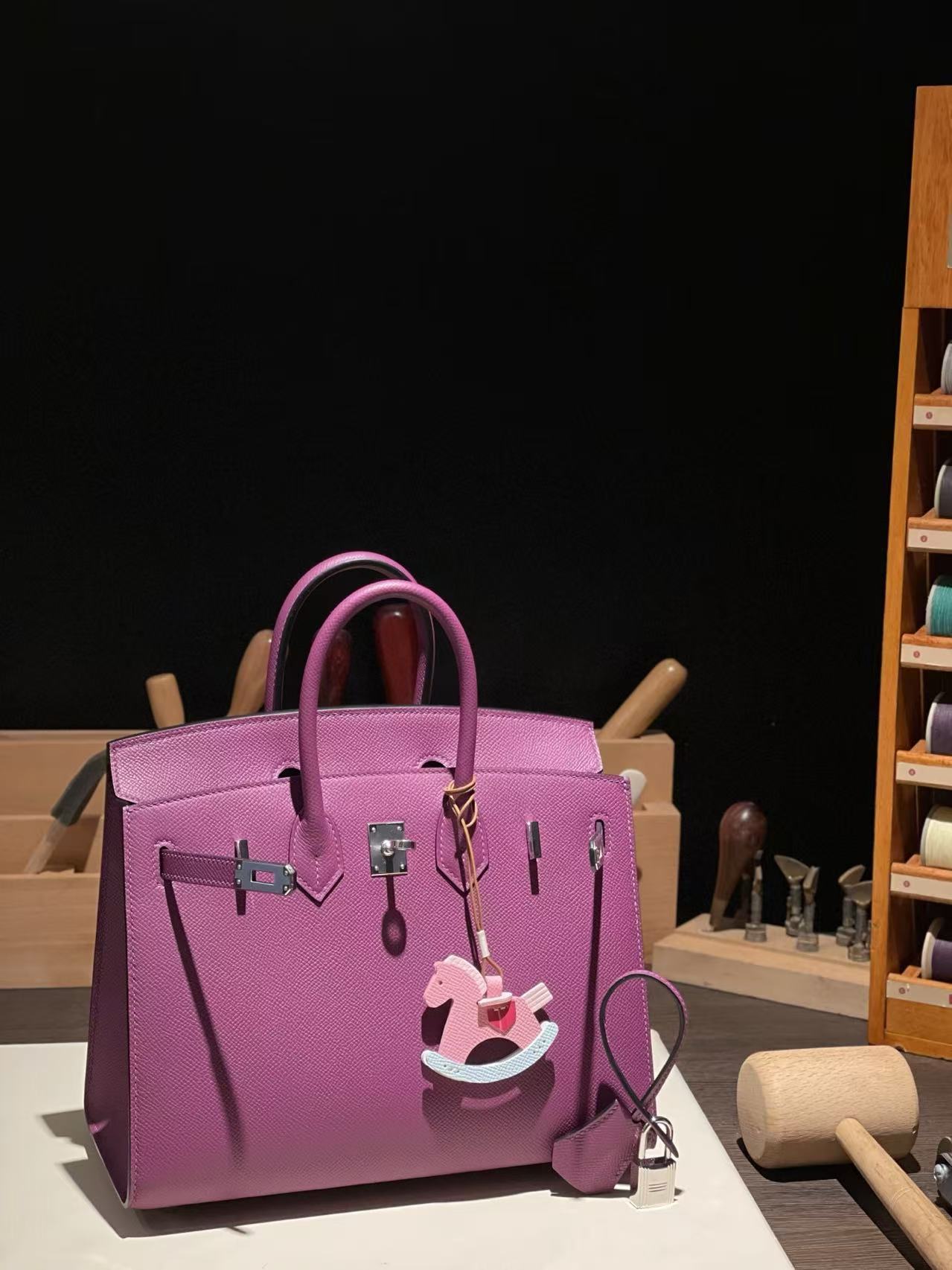 버킨 Birkin 25 앱송 (国epsom) 海葵紫银扣
