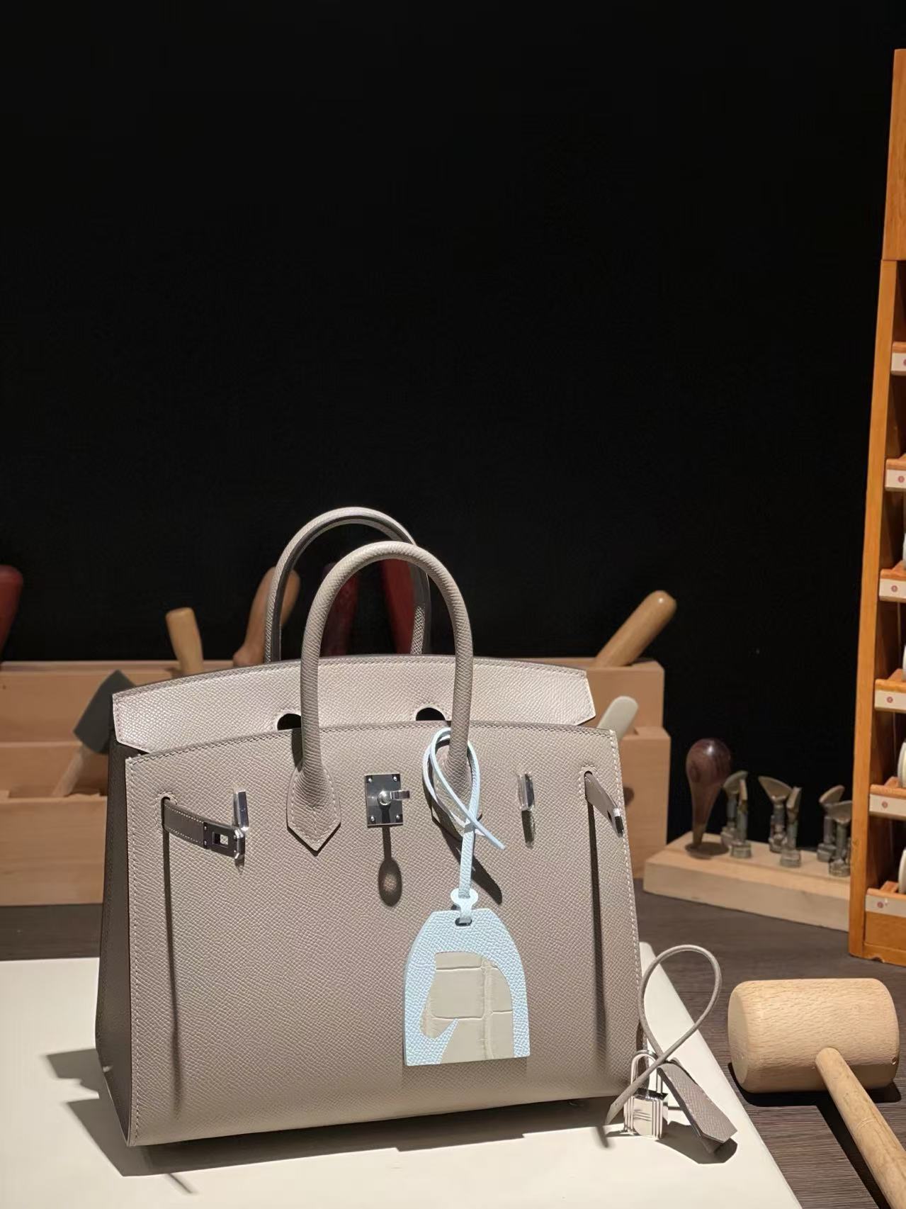 버킨 Birkin 25 앱송 (国epsom) 沥青灰