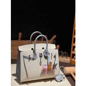 버킨 Birkin 25 앱송 (国epsom) 奶昔白拼冰川蓝
