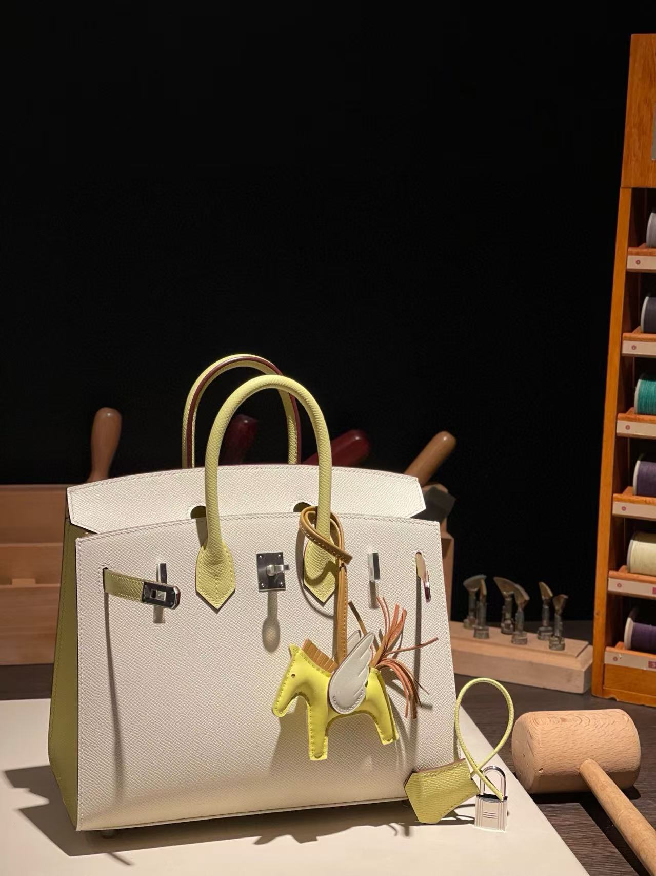  버킨 Birkin 25 앱송 (国epsom) 奶昔白拼小鸡黄