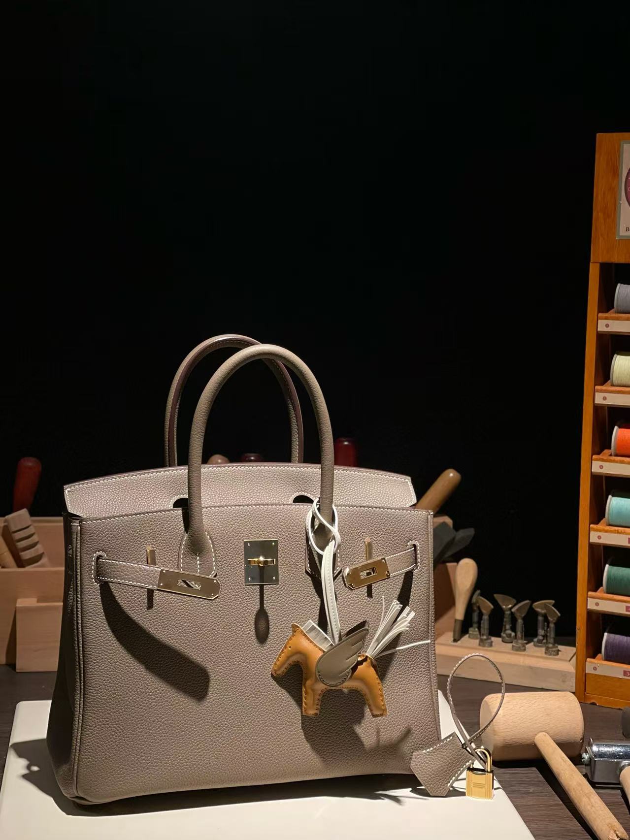 버킨 Birkin 30 (토고) 大象灰金扣
